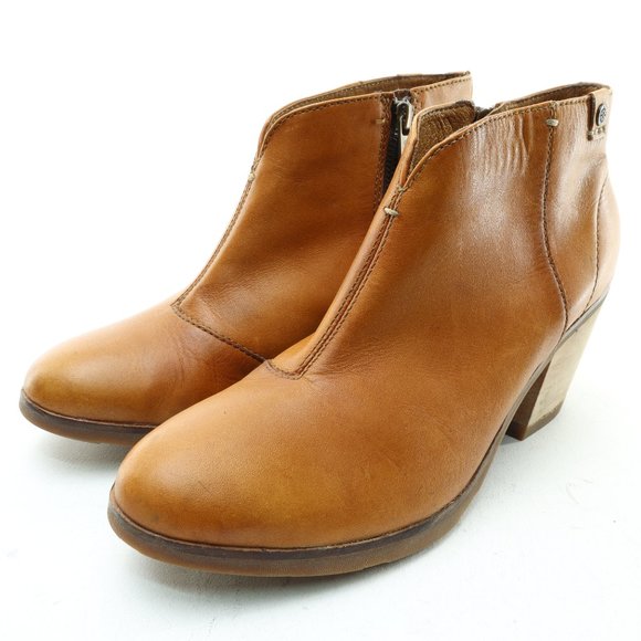 bussola Reikiavik Leather V-Neck Block Heel Bootie Inside Zip • WMNS EU39 - Picture 5 of 16